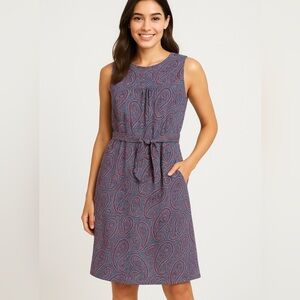 GAP Paisley Sleeveless Dress Womens L Rayon Pockets Boho Summer Casual Office